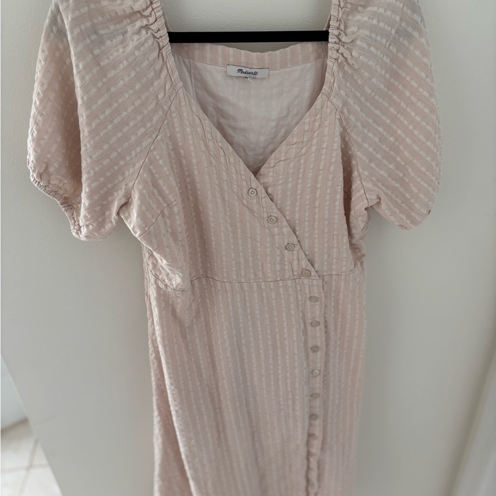 Madewell Cream and White Midi Dress
